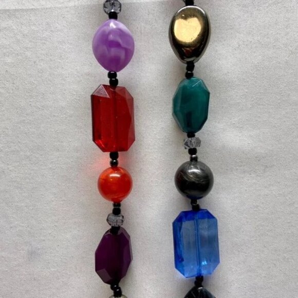 MKM Designs Fashion Necklace Faceted Plastic Beaded Multicolor 34" Boho NWT - Picture 7 of 15
